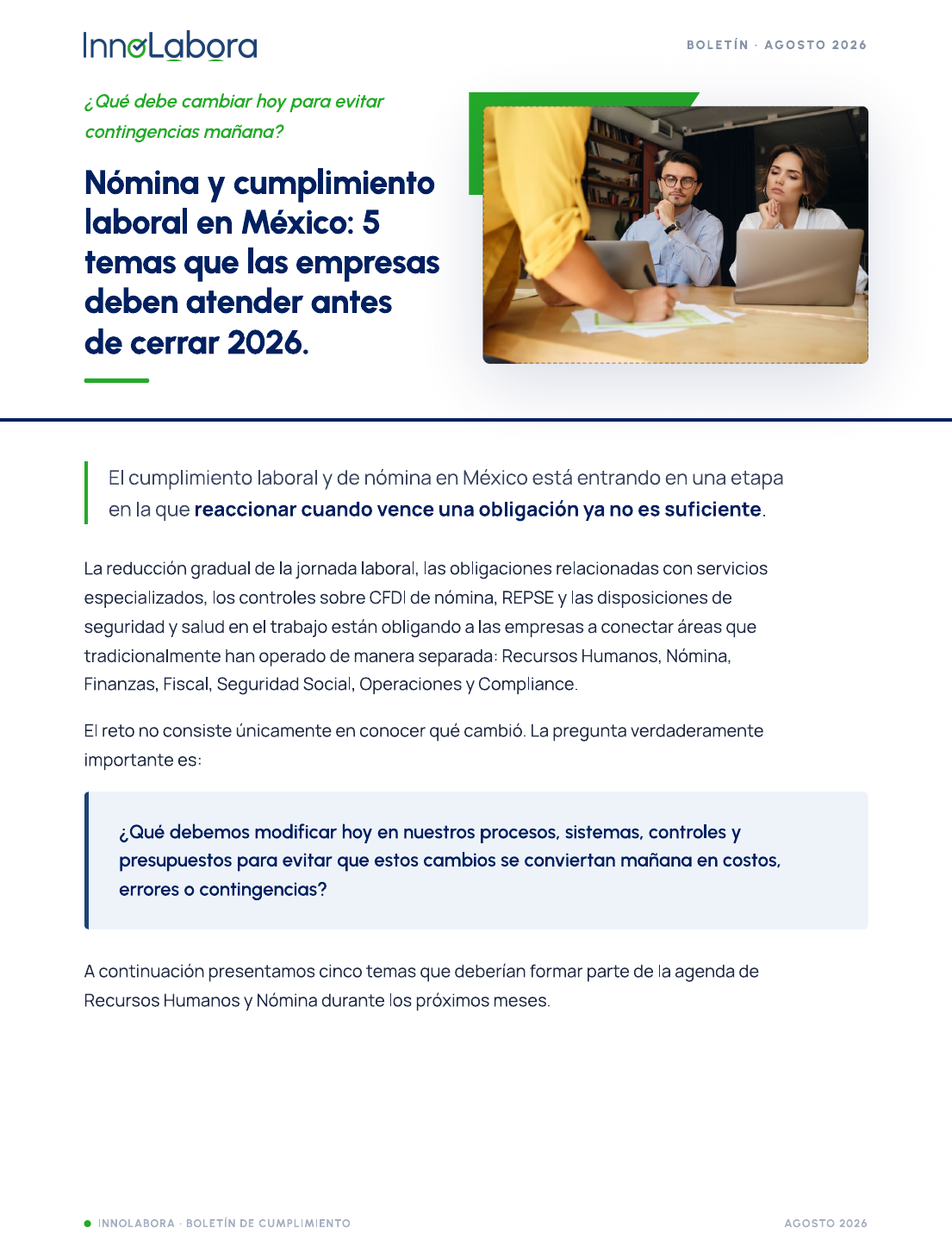 Portada del boletín Innolabora de agosto de 2026